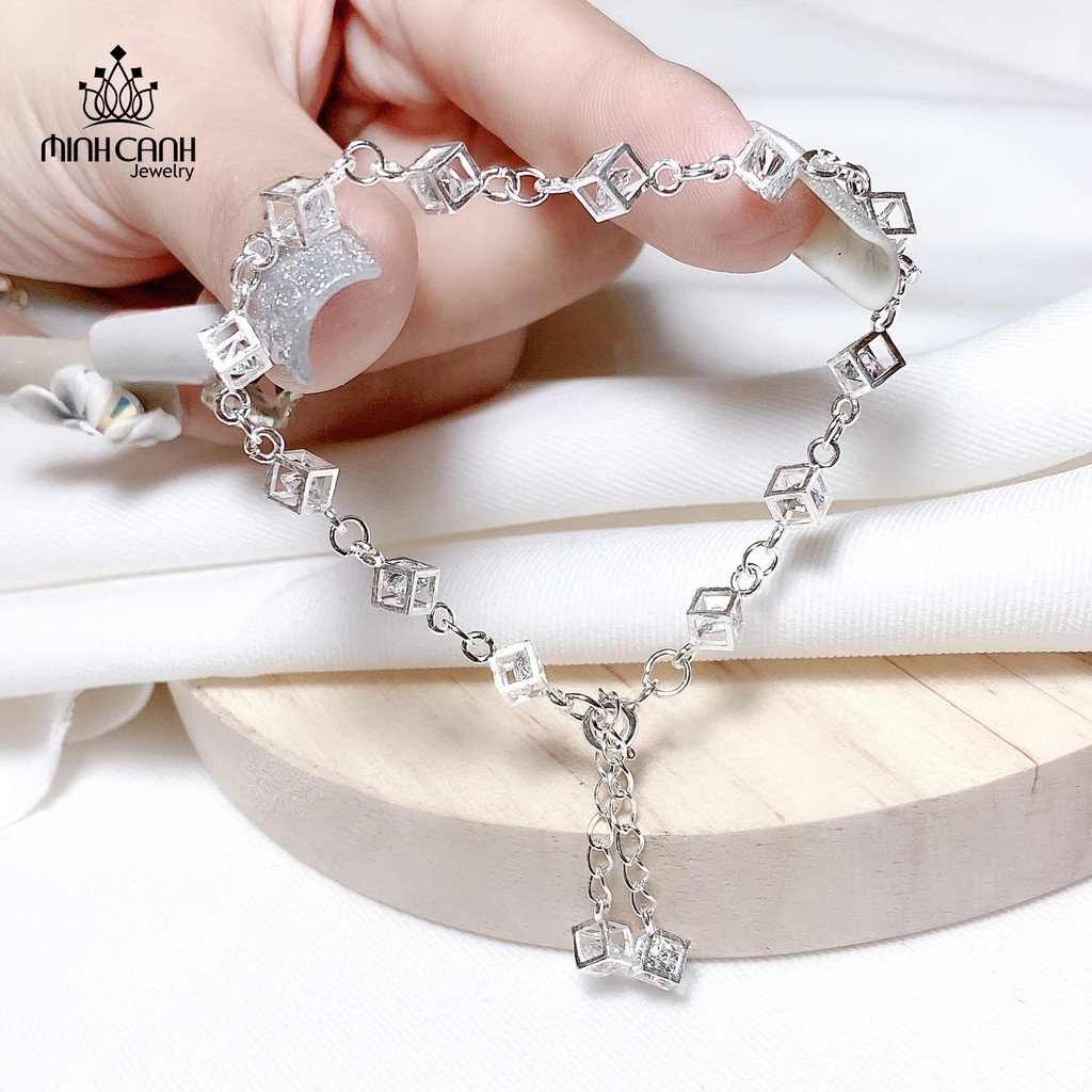 [Mã BMLT35 giảm đến 35K đơn 99K] Lắc Tay Bạc Nữ Hình Chuỗi Lập Phương - Minh Canh Jewelry