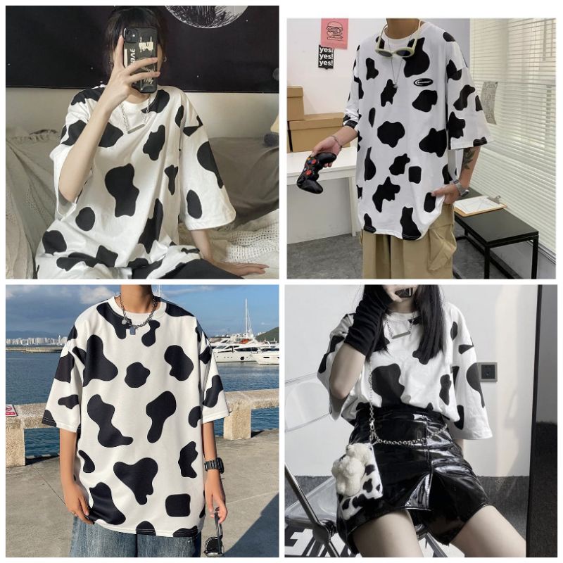 40-100kg áo bò sữa nam nữ hot trend thời trang hè bigsize