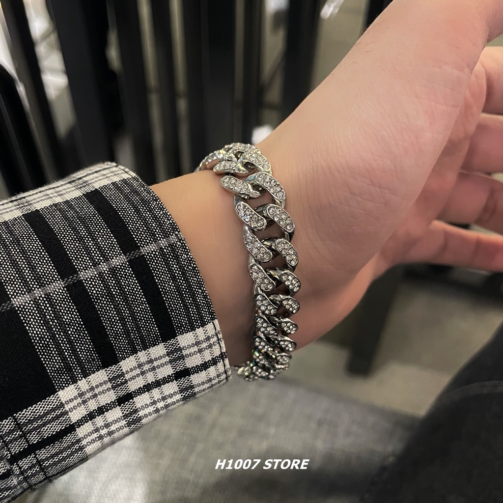 Vòng Đeo Tay Đính Đá Phong Cách Âu Mỹ Cá Tính Cho Nam