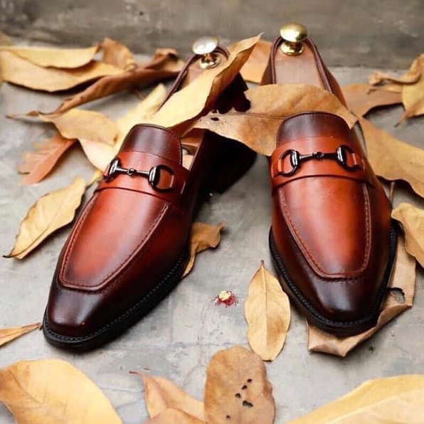 Giày lười nam cao cấp ERMAND da bò thật bảo hành 1 năm kiểu dáng Horsebit Loafer - Mã T87