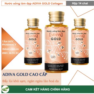 ADIVA GOLD COLLAGEN Hộp 14 chai nước cao cấp, ngừa lão hoá, da sáng mịn [colagen]