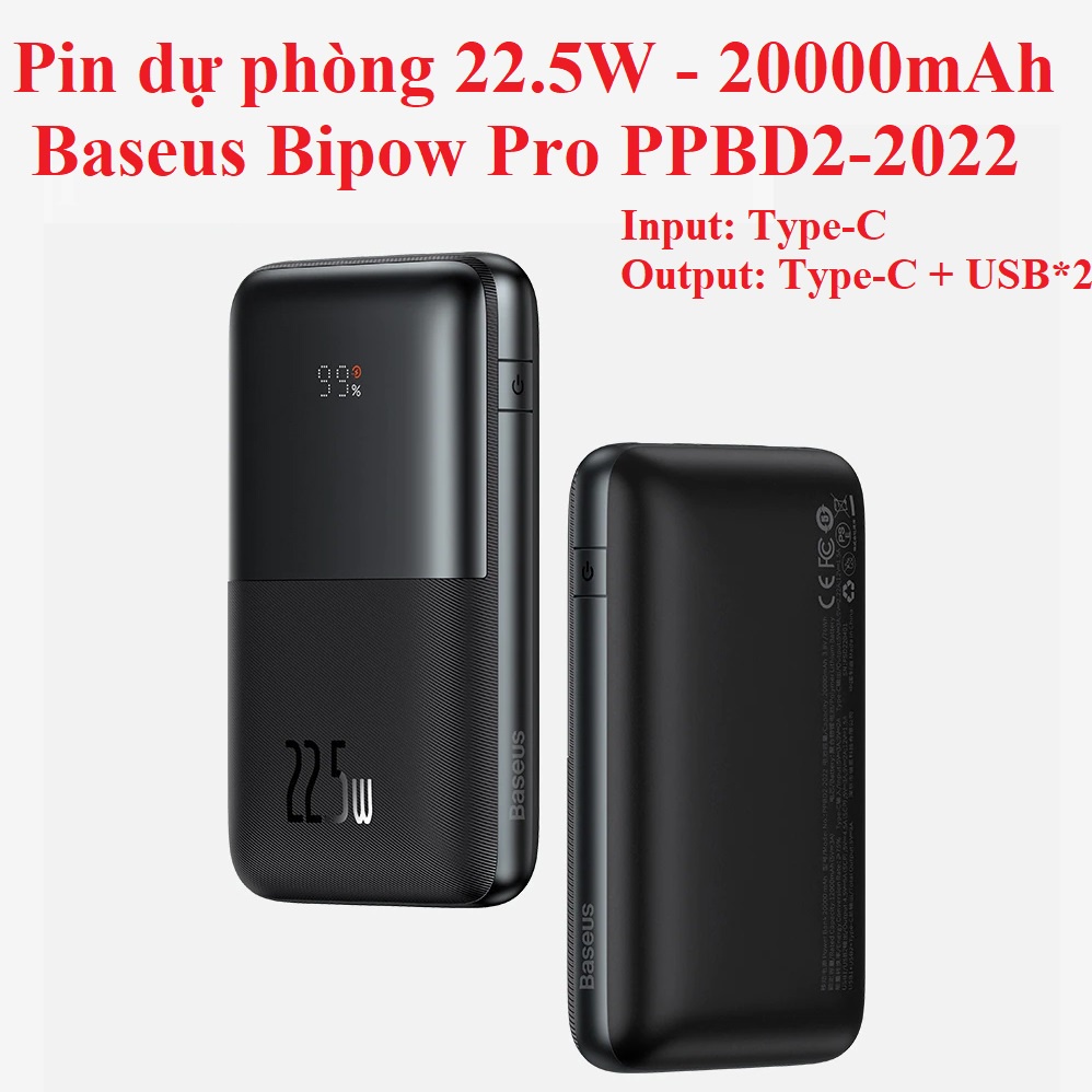 Pin sạc dự phòng 22.5W 20000mAh Baseus Bipow Pro PPBD2 - 2022