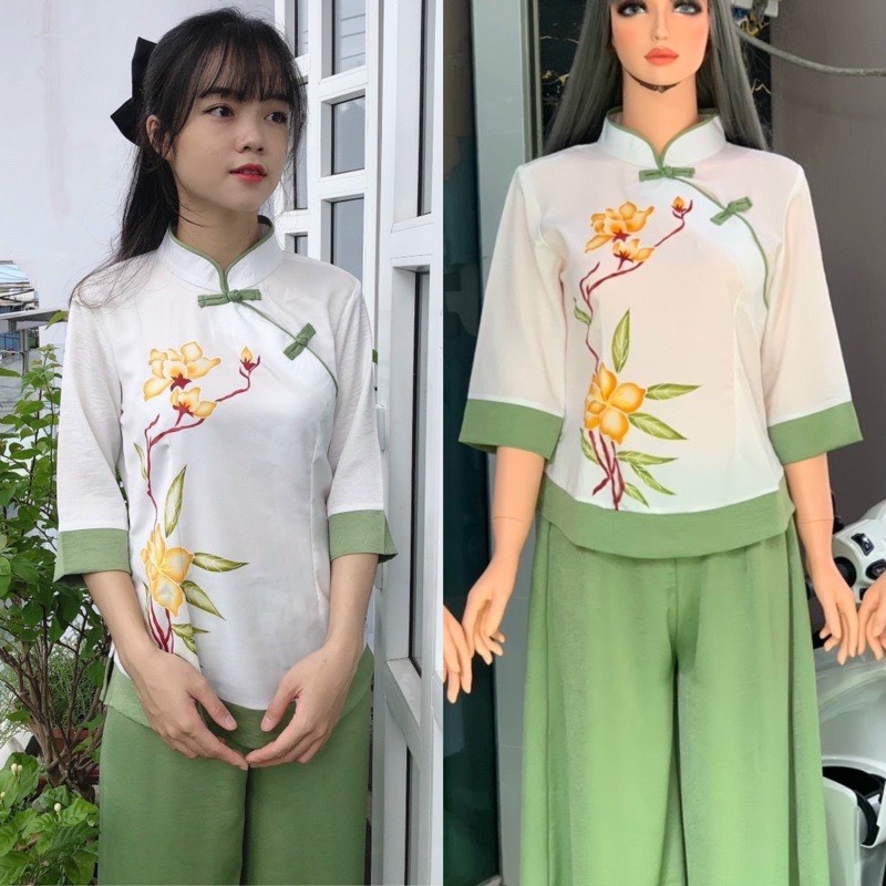 Đồ Lam Đi Chùa #Tàu Lụa Quần Váy# Quần Áo Nữ
