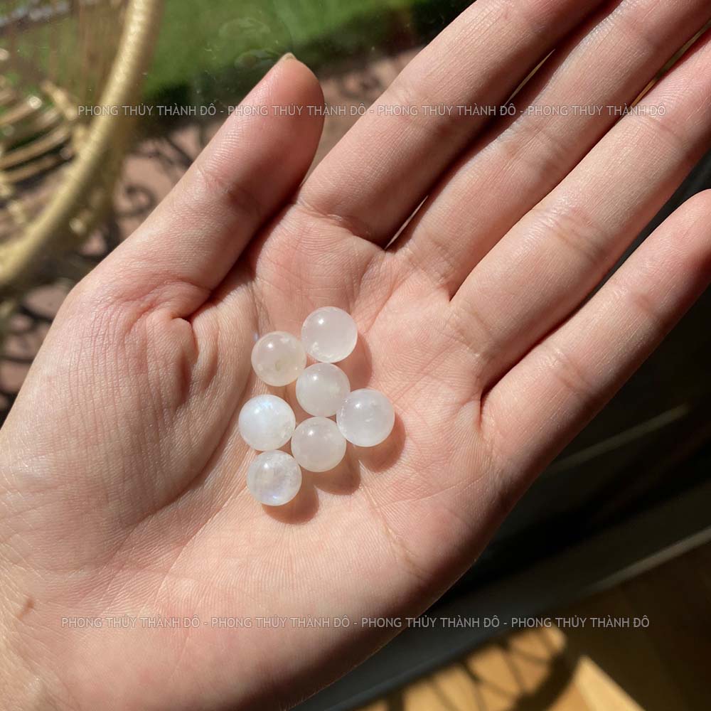 Bộ Dây Chuyền M00NSTONE Tự Nhiên, Size Hạt 8-9mm - Cầu Tình Duyên, May Mắn, Công Việc Hanh Thông - Phong Thủy Thành Đô