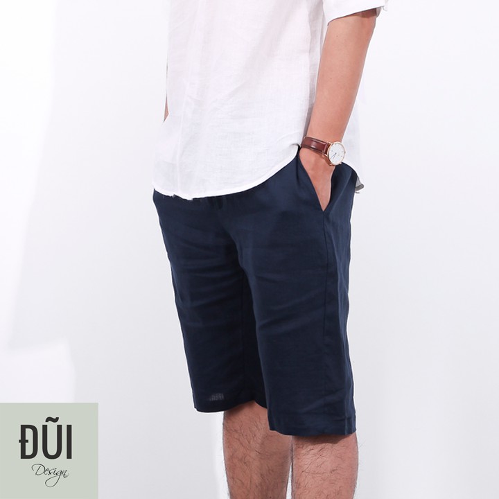 Quần đũi nam cạp chun short xanh đen