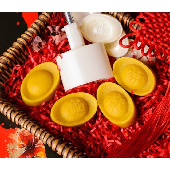 Khuôn nhấn Lò Xo 50g 4 Mặt Thỏi Vàng làm bánh dứa, bánh nướng/dẻo trung thu