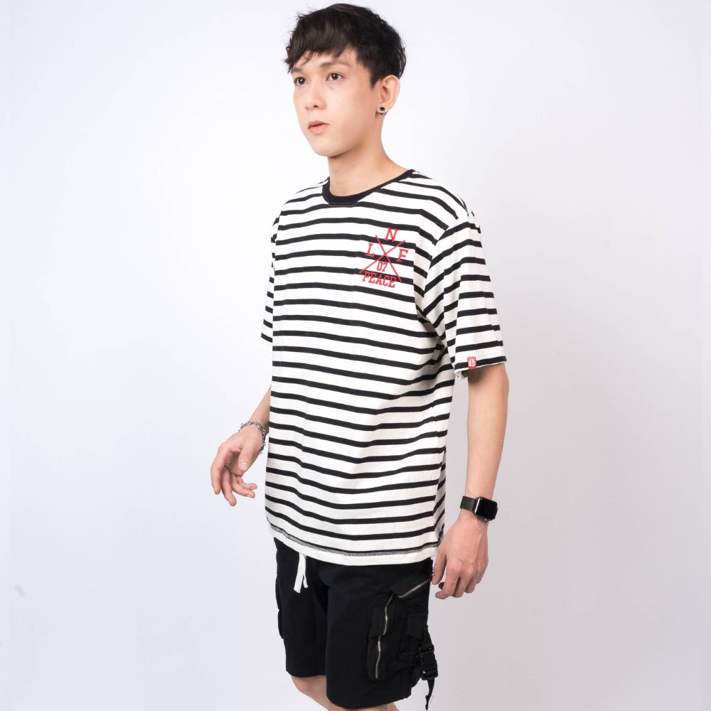 Áo thun nam JKSG kẻ sọc chất vải cotton cao cấp thấm hút mồ hôi tốt, hình thêu chấc chắn, màu sắc nổi bật thời trang