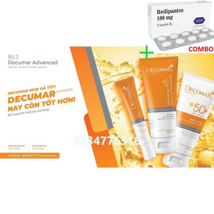 Combo Bedipanten 100mg +  ✅ COMBO DƯỠNG DA DÀNH CHO DA MỤN DECUMAR ADVANCED