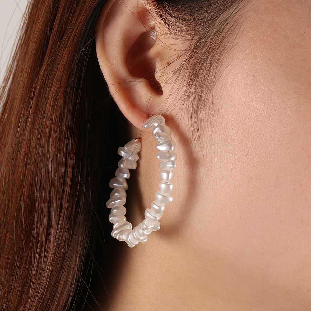 (Hàng Mới Về) Đôi Khuyên Tai Nữ Hình Tròn Lớn Đính Ngọc Trai Xinh Xắn