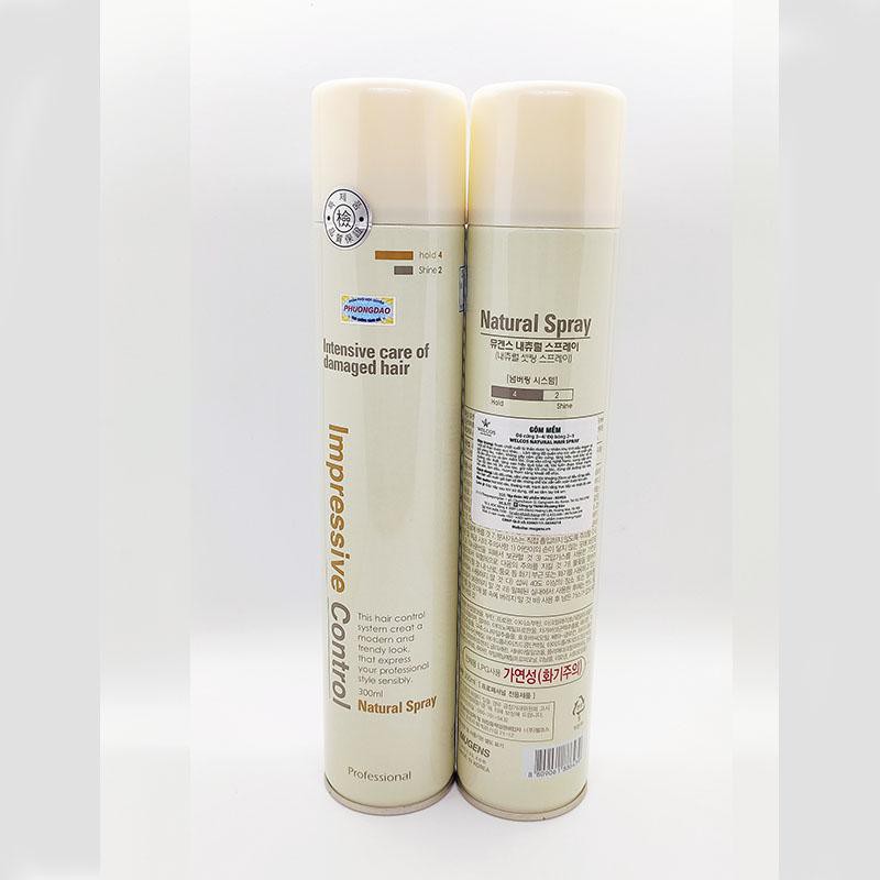 Gôm xịt tóc mềm Welcos Natural Spray tăng độ phồng, giữ sóng xoăn, bảo vệ màu cho tóc nhuộm MN33
