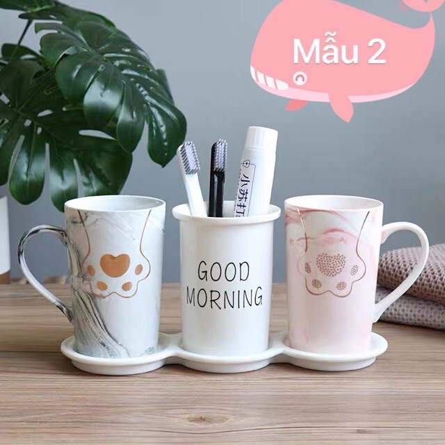 (Có sẵn ) Bộ cốc sứ đánh răng cao cấp