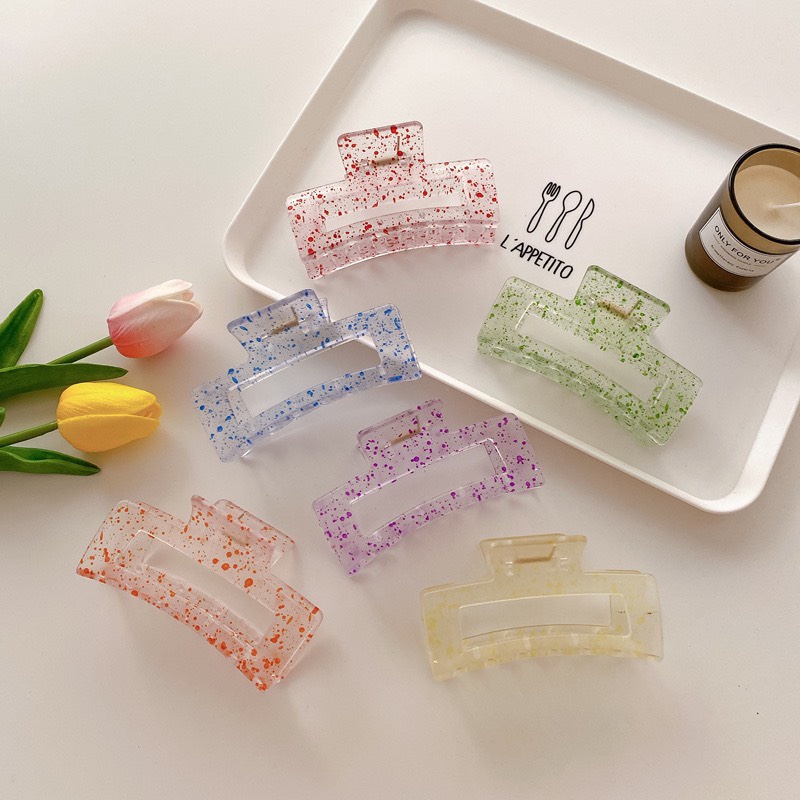 Kẹp Tóc Nhựa Acrylic Họa Tiết Vảy Sơn Nhiều Màu Phong Cách Retro Hàn Quốc Cặp Tóc Cào Bò Sữa Nữ Tính Hot Trend
