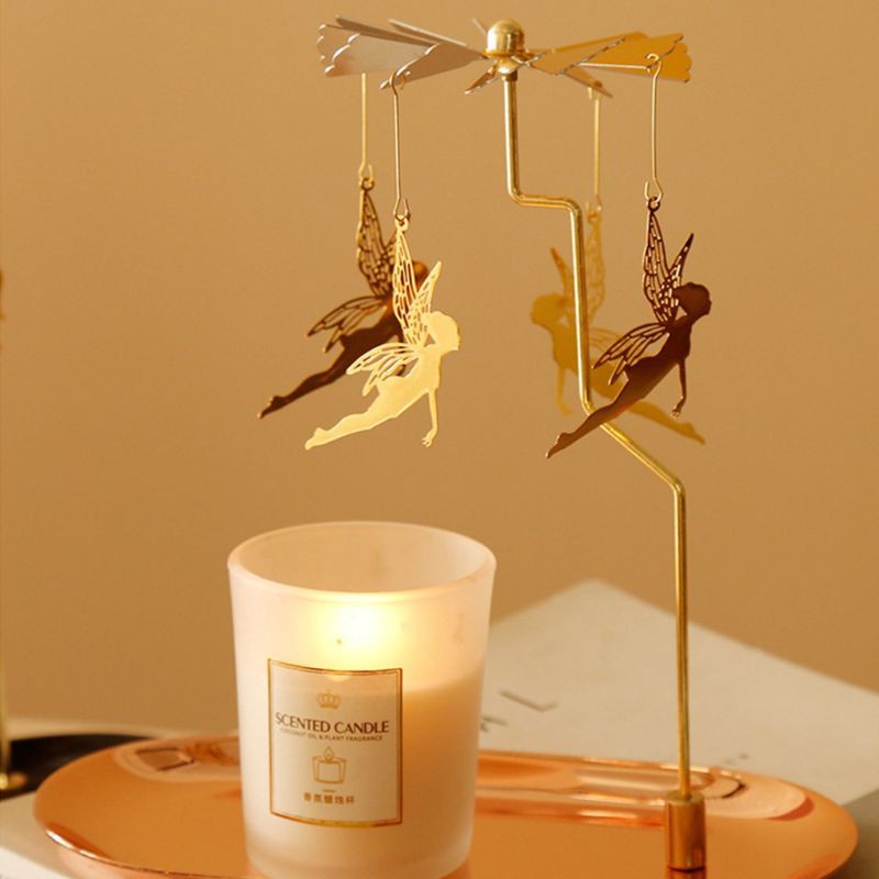 Giá đỡ đèn cầy bằng kim loại thiết kế xoay tròn tiện dụng