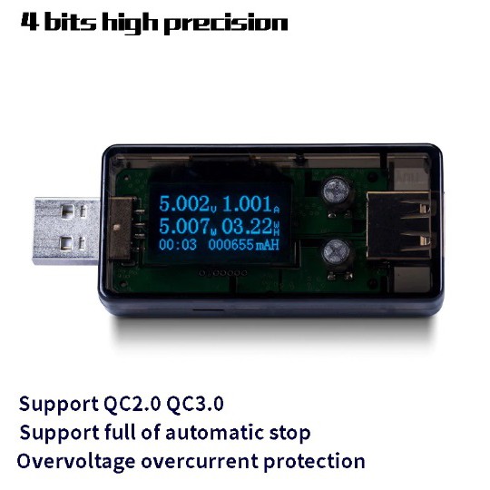 USB Tester màn hình OLED Đo Điện Áp, Dòng Sạc Cho Điện Thoại