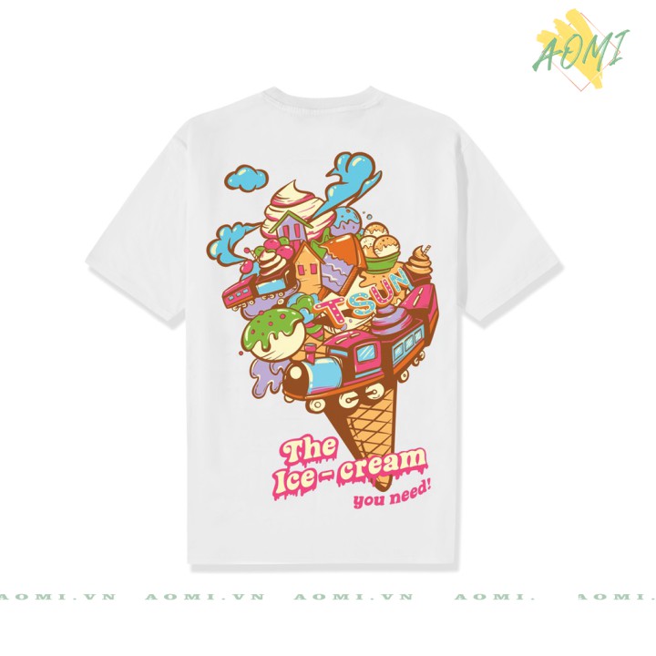 Áo thun Ice Cream Tee - White - Unisex phông teen Thời trang AOMI