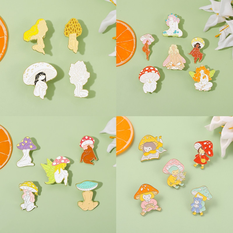 Set 20 Ghim Cài Ba Lô Tráng Men Hình Nấm Cho Bạn Bè