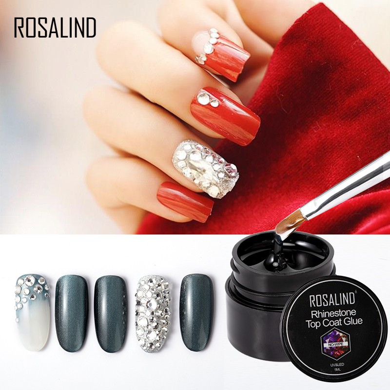 Gel sơn móng đính đá kim cương giả 2 trong 1 ROSALIND 5ml cho mọi loại móng 
