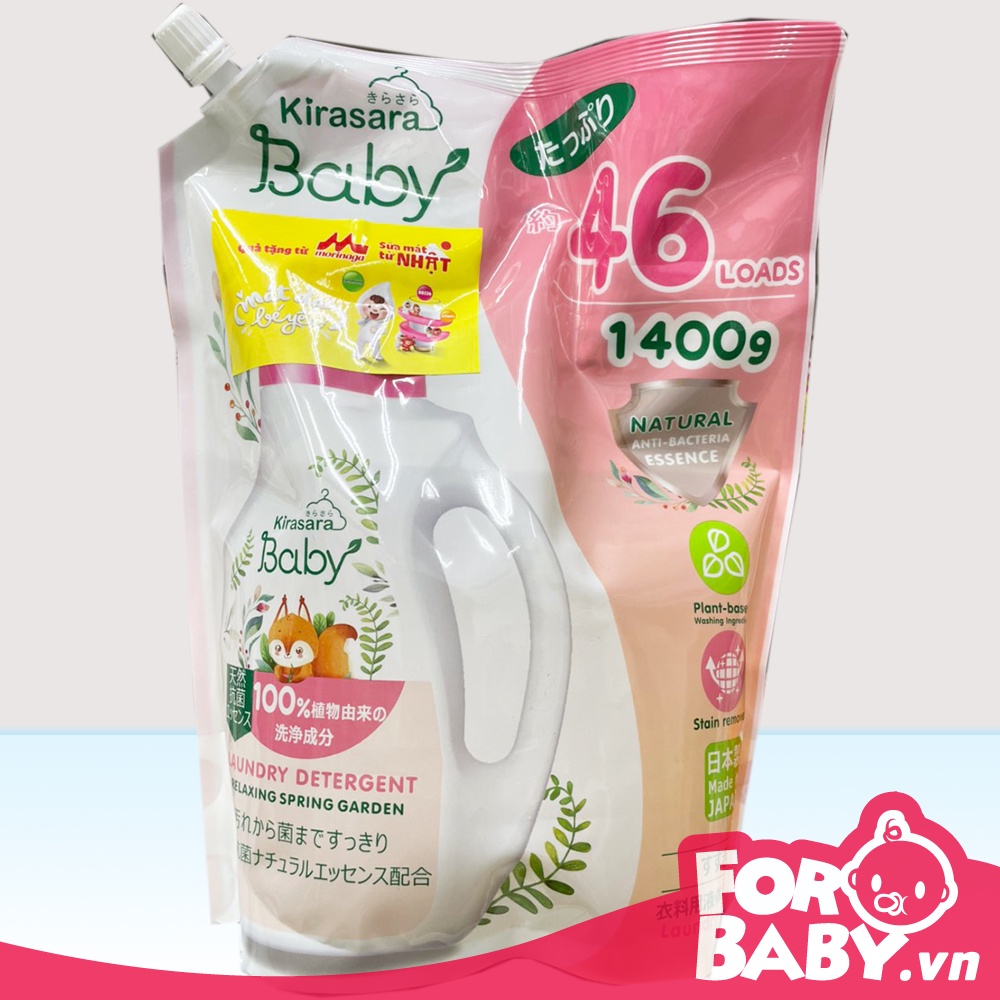 Nước giặt/xả Giảm Khuẩn Kirasara Baby Giúp bảo vệ quần áo của trẻ khỏi vi khuẩn, mùi hôi trong 48h