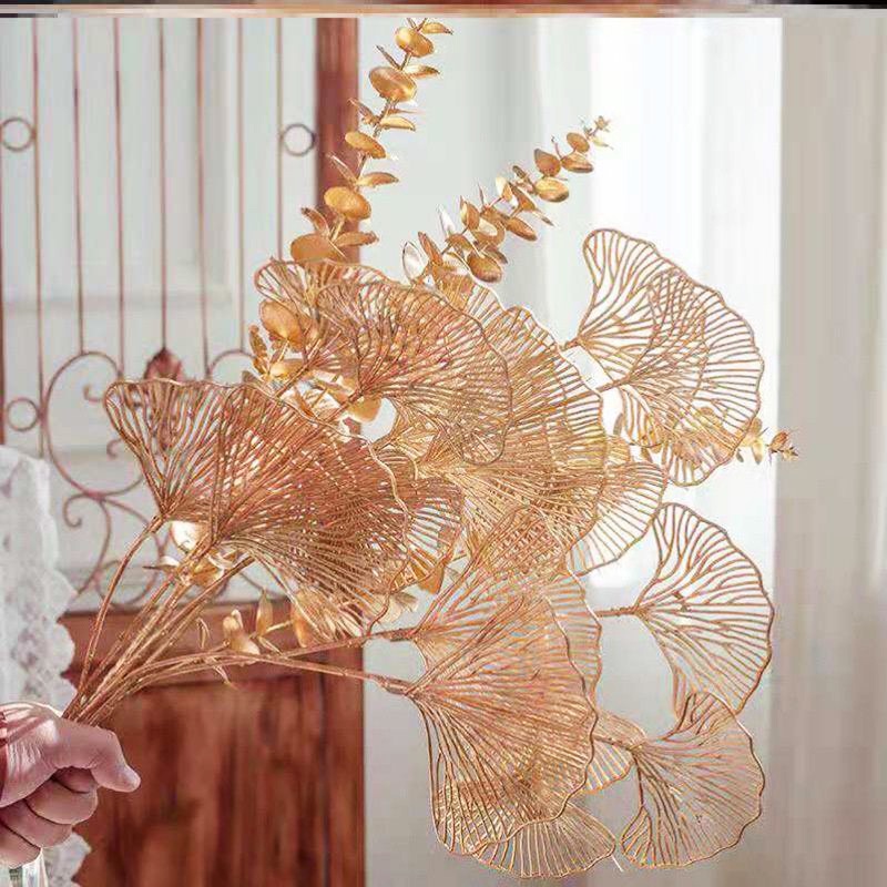 Cành táo vàng đồng 5 nhánh trang trí tết sang trọng rất đẹp