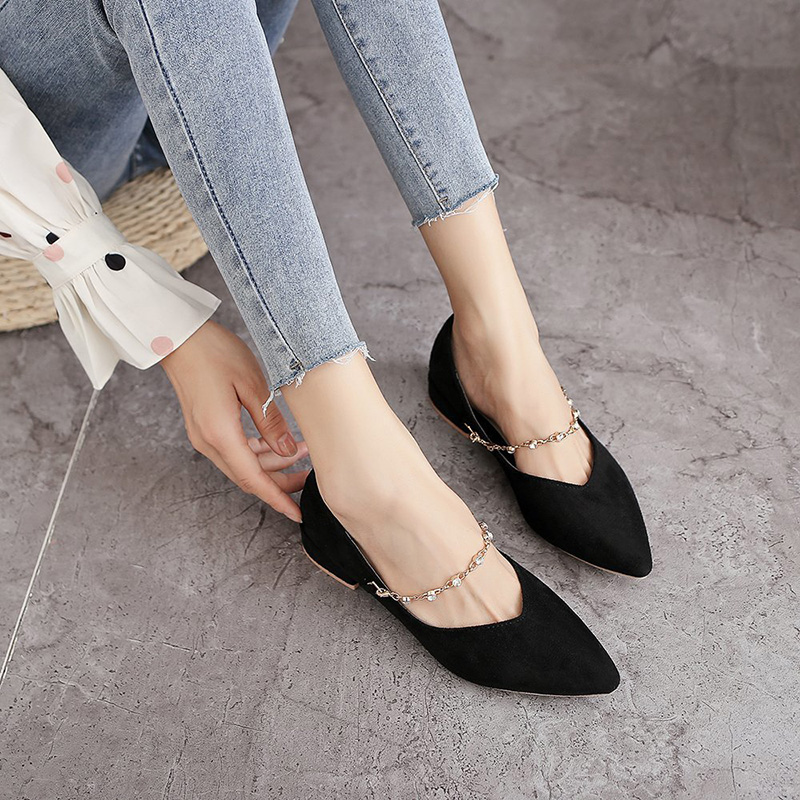 Giày Thuyền Đế Bằng Mũi Nhọn Cho Nữ Và Văn Phòng (Màu Hạt Dẻ)