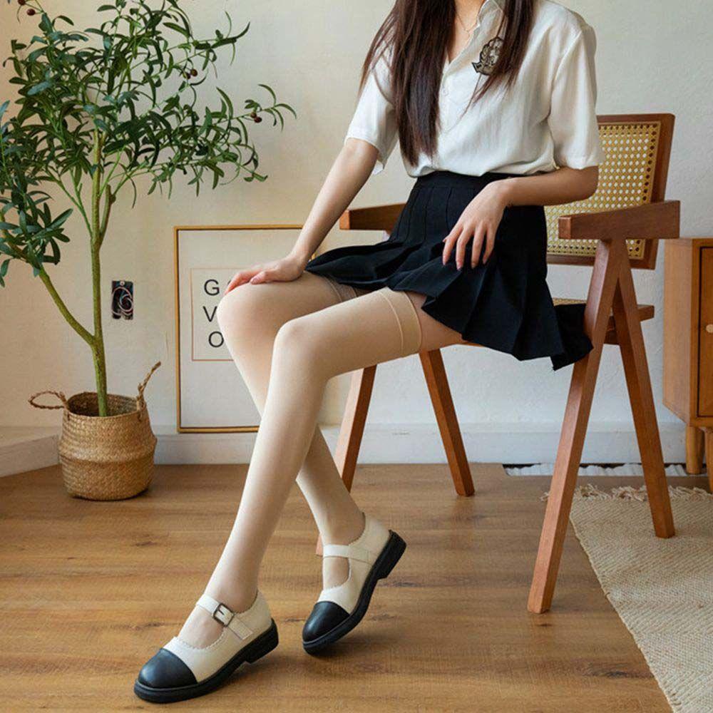 Vớ Dài Qua Gối Siêu Mỏng Màu Trơn Thời Trang Sáng Tạo Dễ Thương WMES15H Dành Cho Bạn Nữ