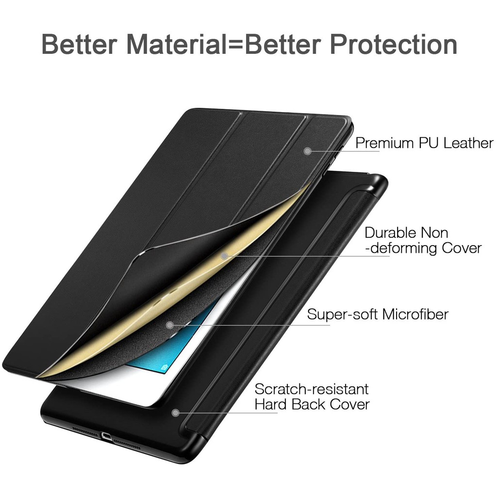 Bao da cho ipad mini 123/ Ipad mini 4/ Ipad air/ Ipad air 2/ Ipad new 2017/ Ipad 234/Ipad pro 9.7 Đen | BigBuy360 - bigbuy360.vn