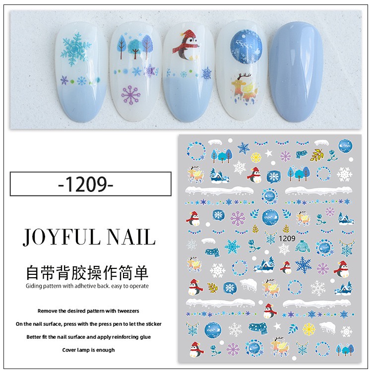 1 Tấm Sticker Dán Móng Tay Hình Ông Già Noel