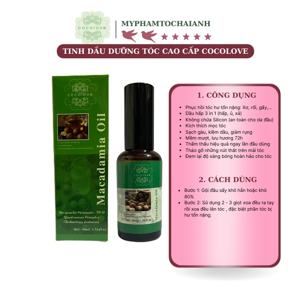 [ ĐỘC QUYỀN ] Tinh Dầu Dưỡng Tóc Chăm Sóc , Phục Hồi ,Giữ Màu Tái Tạo Tóc COCOLOVE 50ML