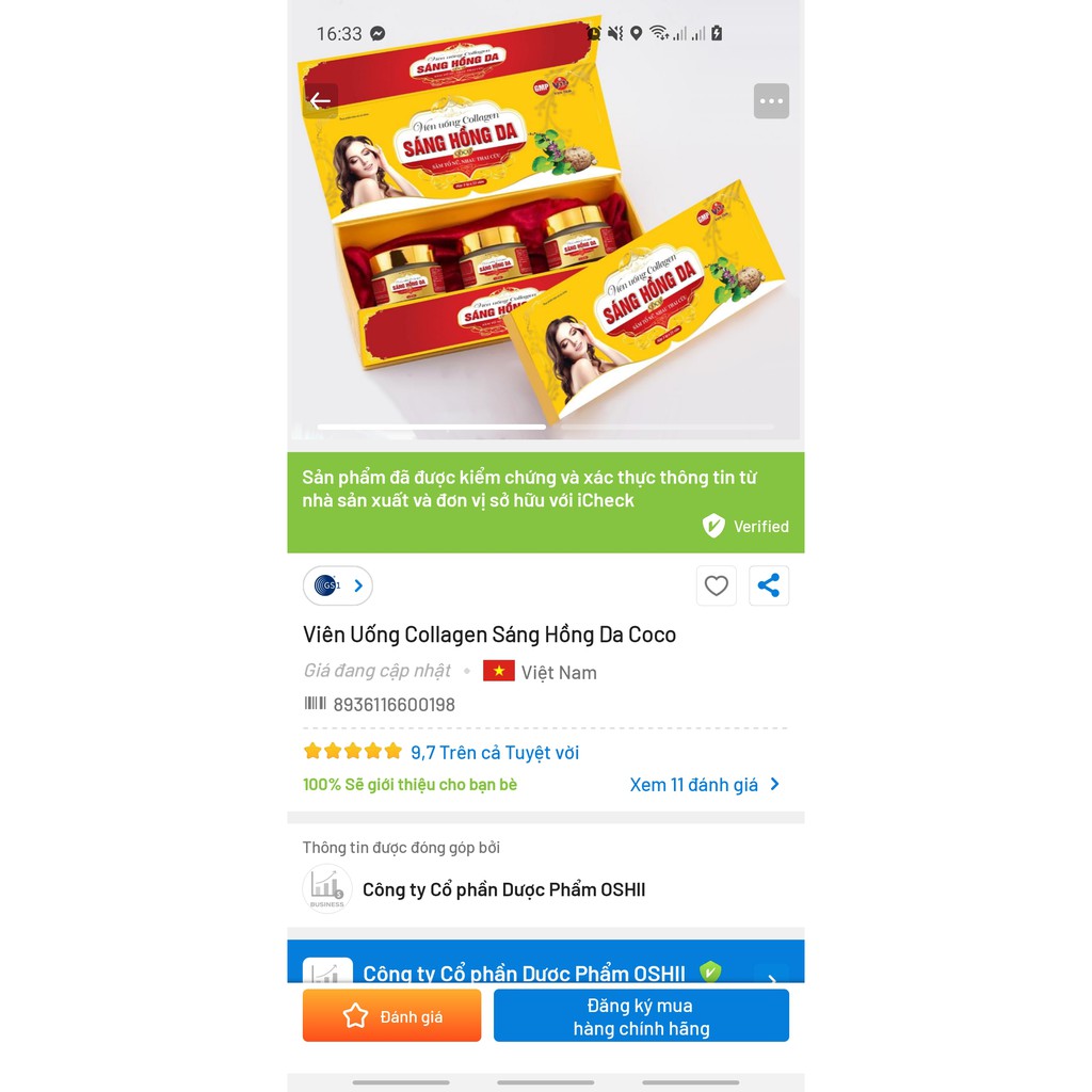 Sáng Hồng Da CoCo Bổ sung Collagen, tinh chất sâm tố nữ, nhau thai cừu, đẹp da, giảm lão hóa da, hết tàn nhang, sạm da | BigBuy360 - bigbuy360.vn