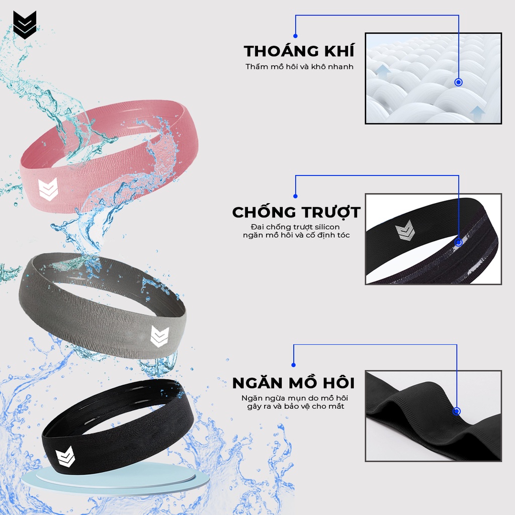 Băng đô thể thao Redikick chống trượt, chặn mồ hôi, co giãn headband tập Gym, bóng rổ, bóng đá, chạy bộ, bóng chuyền