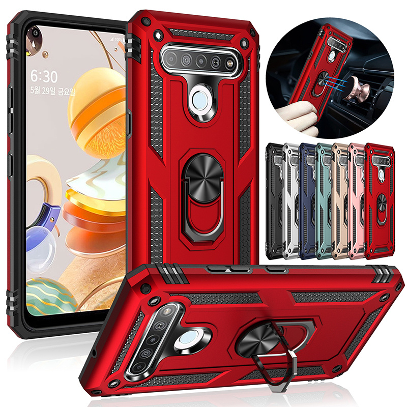 Dành cho LG K61 Q61 Vỏ bảo vệ quân sự hạng nặng Armor có giá đỡ nhẫn