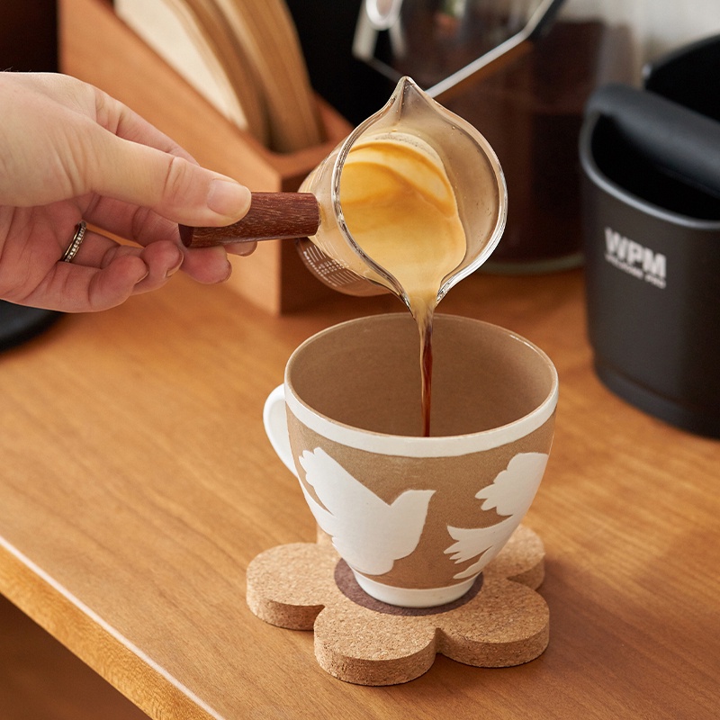 Cốc Đong Pha Cà Phê Bằng Kính Cách Nhiệt 75Ml Hai Miệng Nhỏ Cho Espresso Coffee