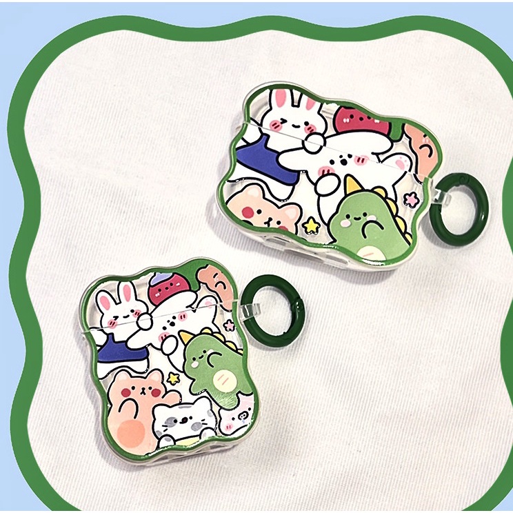 Case Ốp 3D TPU dành cho Airpods 1/2/Airpods 3/ Airpods Pro Khủng Long and Friend Kèm Khóa Treo