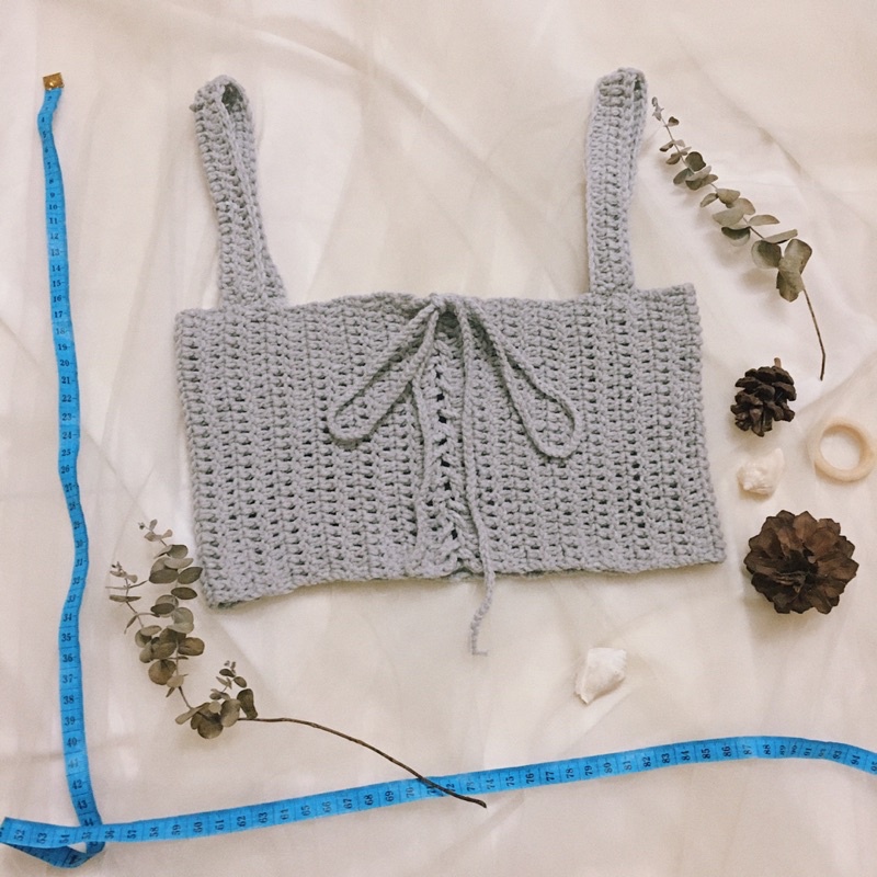 Croptop Len - Bralette Len - Bikini Len Móc - xanhlanhes