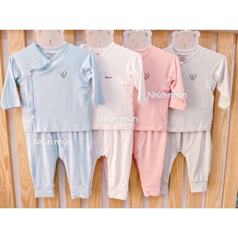 {Hà Nam/ Avaler} Bộ cài cúc lệch trơn size Newborn đến 3-6m