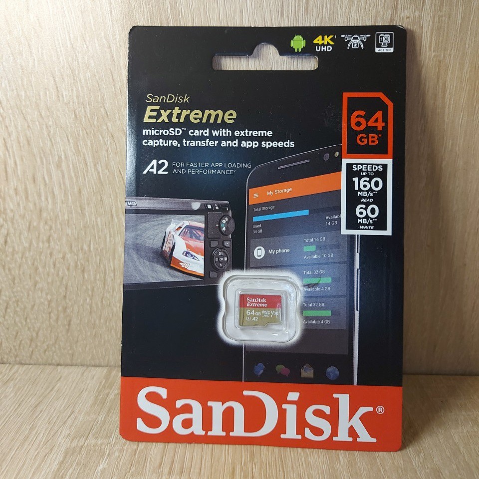 Thẻ Nhớ MicroSDXC SanDisk Extreme 64GB V30 U3 4K A2 R160MB/s W60MB/s (Vàng) - No Adapter