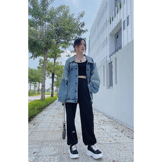 Áo khoác denim MINIONCLOTHING21 oversize jacket Unisex dáng rộng chất bò cao cấp dày dặn Streetwear A3023