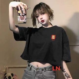 Áo CRT nữ tay lỡ logo gấu bear
