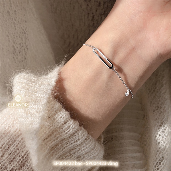 Vòng tay nữ bạc 925 Eleanor Accessories đính đá sợi mảnh phụ kiện trang sức 4422