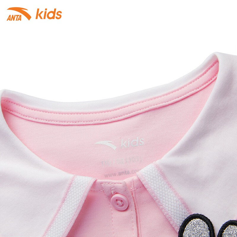 Áo phông bé gái Anta Kids WH62129111-2, kiểu dáng thủy thủ, chất cotton co giãn 4 chiều