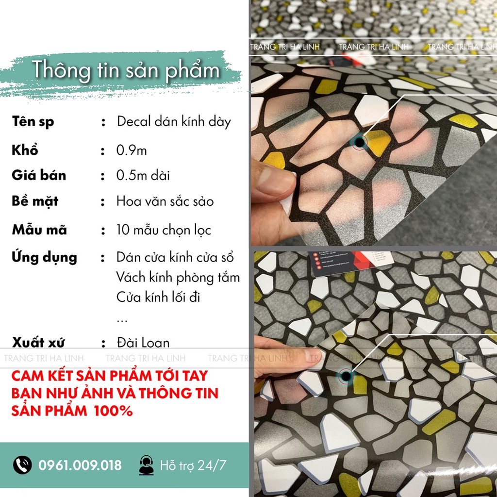 Giấy dán cửa kính 3d làm mờ trang trí cửa sổ keo sẵn nhiều mẫu đẹp khổ 90cmx50cm