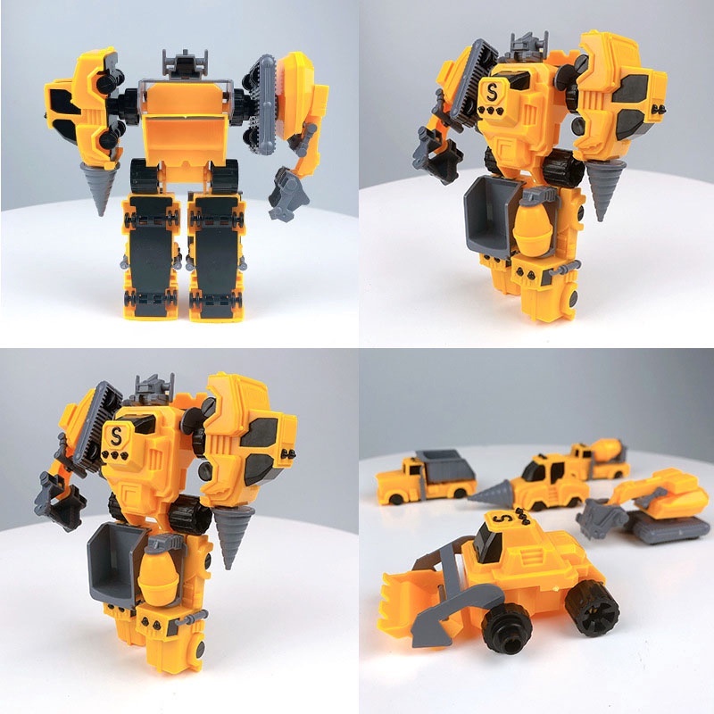5 Xe Mô Hình Xe Công Trình Biến Hình Robot Đồ Chơi Cho Bé Trai