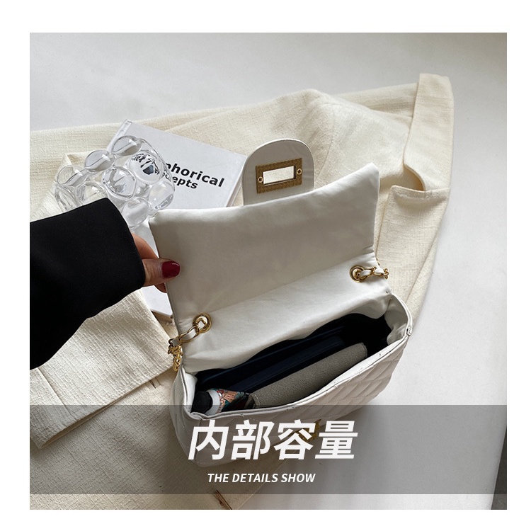 Túi đeo chéo JASMIN NOIR họa tiết caro phối dây xích thời trang cho nữ
