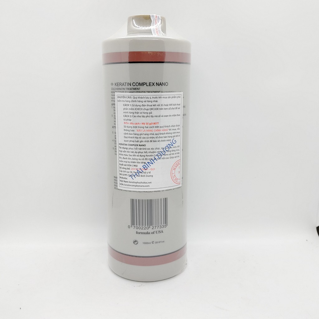 Hấp Tóc Keratin Nano Complex  - Chuyên Phục Hồi Tóc Nát, Cháy 1000ML