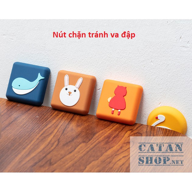 Nút chặn cửa ❤️FREESHIP❤️ 10 nút chống chạm cửa CUTE, miếng nhựa đệm sau cửa giảm tiếng động, chống trầy GD291-NCC-CUTE