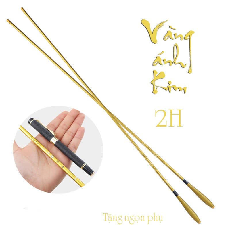 Cần Câu Tay 2H Vàng Ánh Kim 2H Ngọn chống xoắn 360 độ