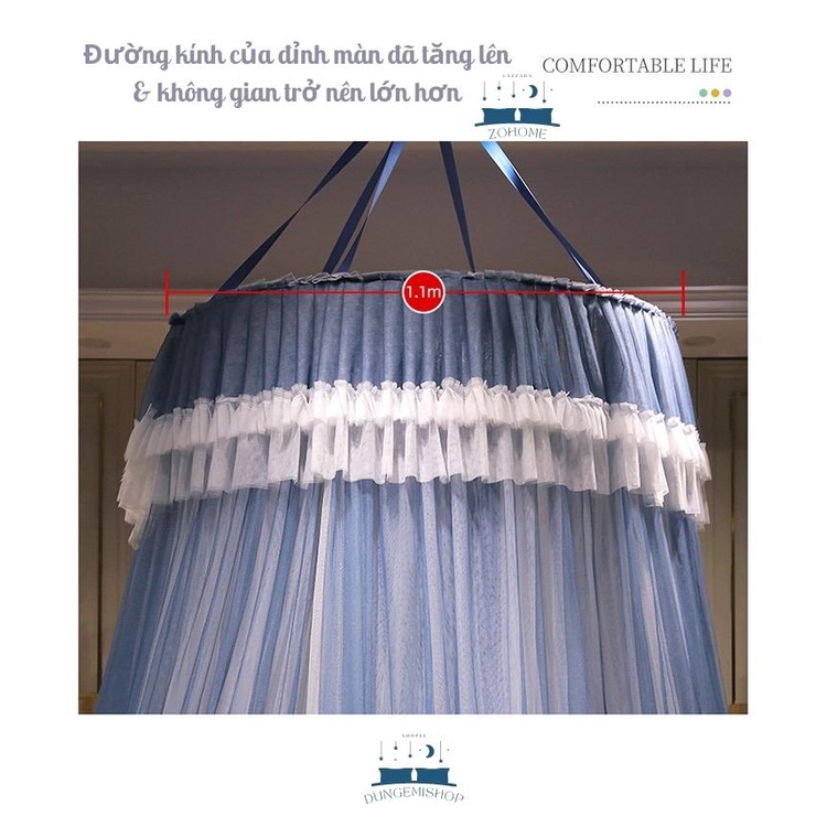 Mùng công chúa cao cấp treo trần, màn khung tròn không khoan tường phòng ngủ đẹp chống muỗi ZO HOME - N4