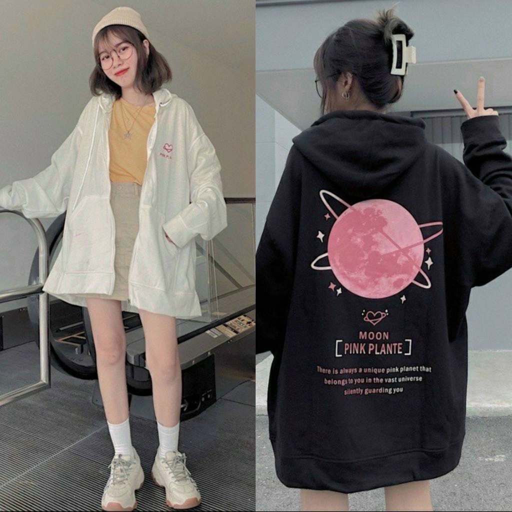 (FREESHIP) ❤ Áo khoác hoodie dây kéo form rộng MOON ulzzang (ẢNH THẬT)