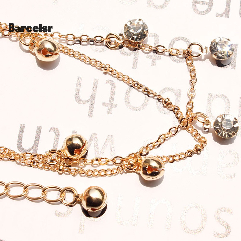 ♡Lắc Chân Hai Lớp Đính Chuông Và Đá Thời Trang Đi Biển Cho Nữ