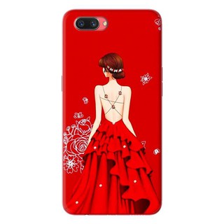 Ốp lưng oppo a3s - cô gái hai dây đầm đỏ